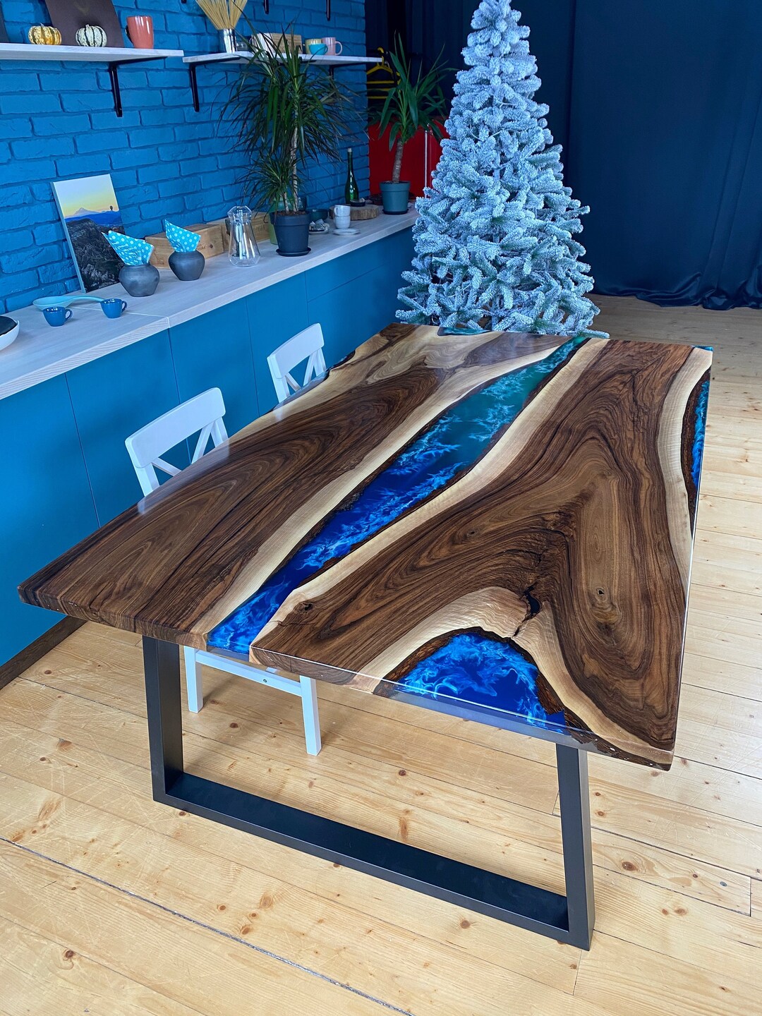 Epoxy Resin Large Dining Table, Family Style Table, Big Dining Table