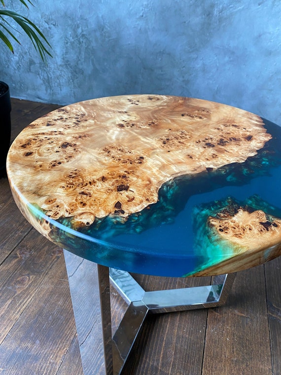 18 Epoxy Resin Ocean Side End Table Top Home Garden Decor