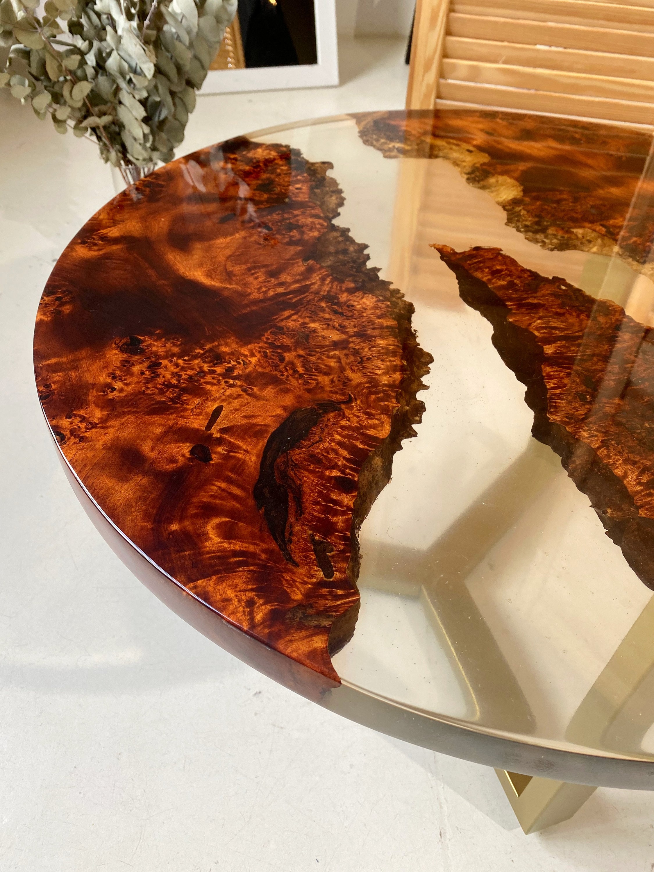 Epoxy round table Clear Epoxy Resin Wood Table Round coffee Etsy