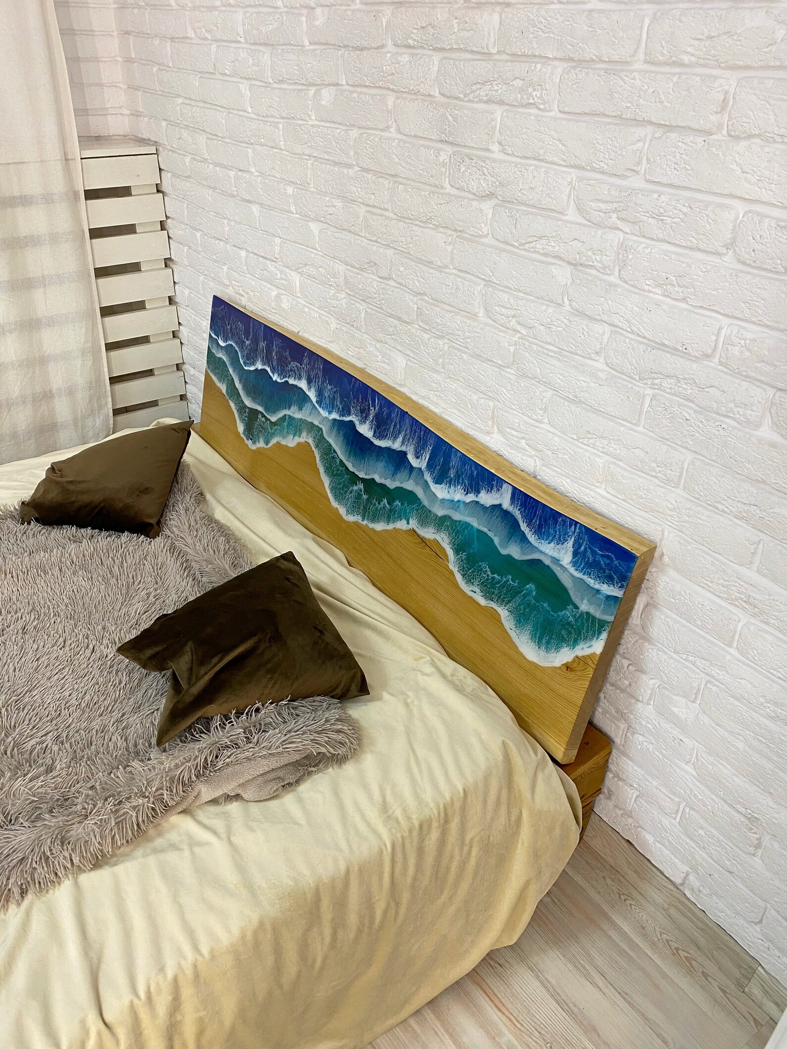 Epoxy Resin Wall Headboard Ocean Wave Twin Headboard Etsy