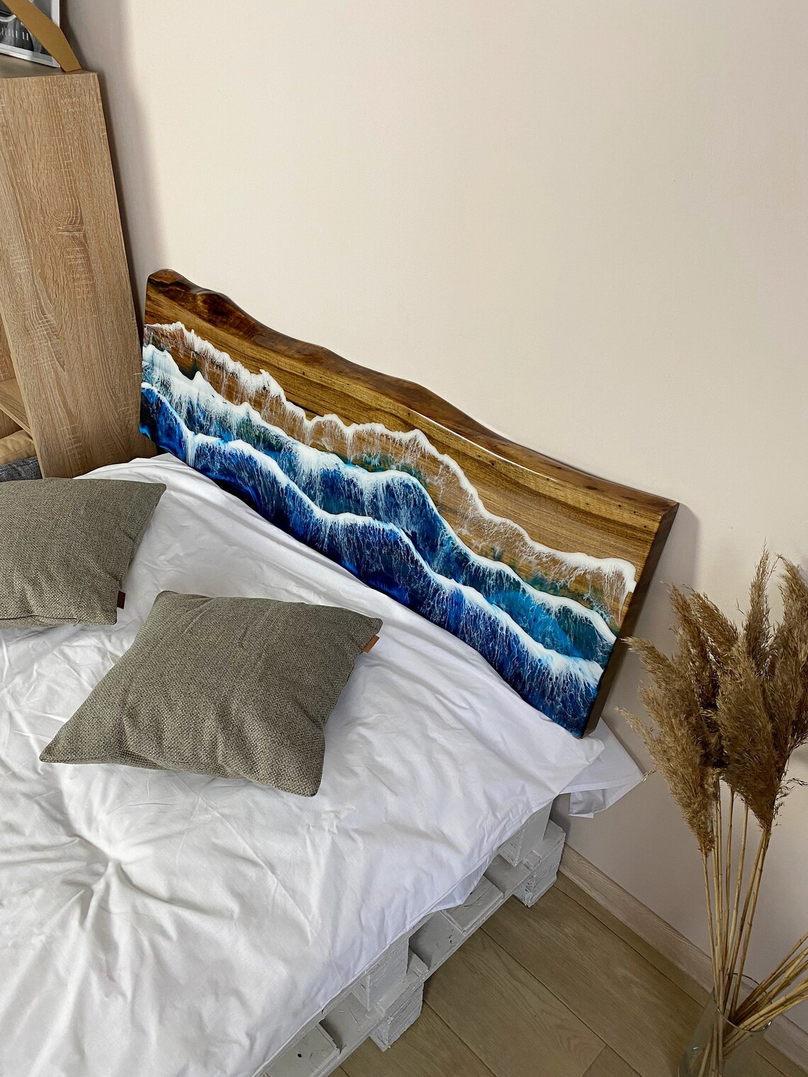 Custom Headboard Epoxy Resin Headboard Wooden Headboard Etsy