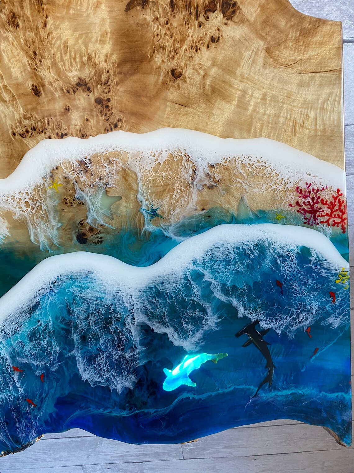 Epoxy Modern Resin Art Glowing Sea Wall Decor New Home Gift Etsy