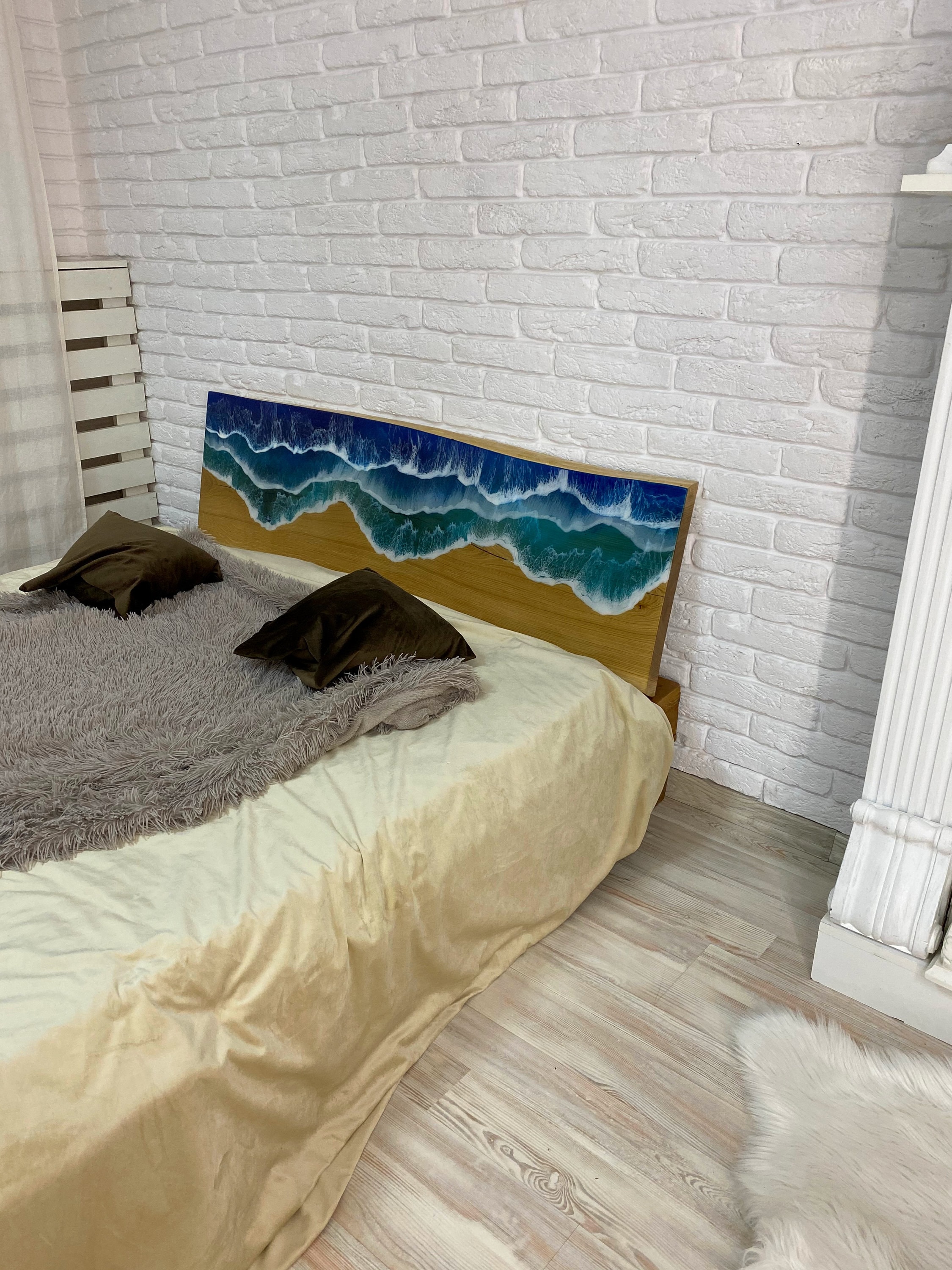Epoxy Resin Wall Headboard Ocean Wave Twin Headboard Etsy