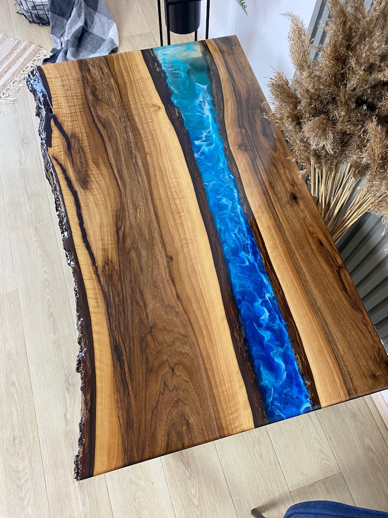 Epoxy Coffee Table Ultra Blue Epoxy Table River Blue Epoxy Etsy Canada