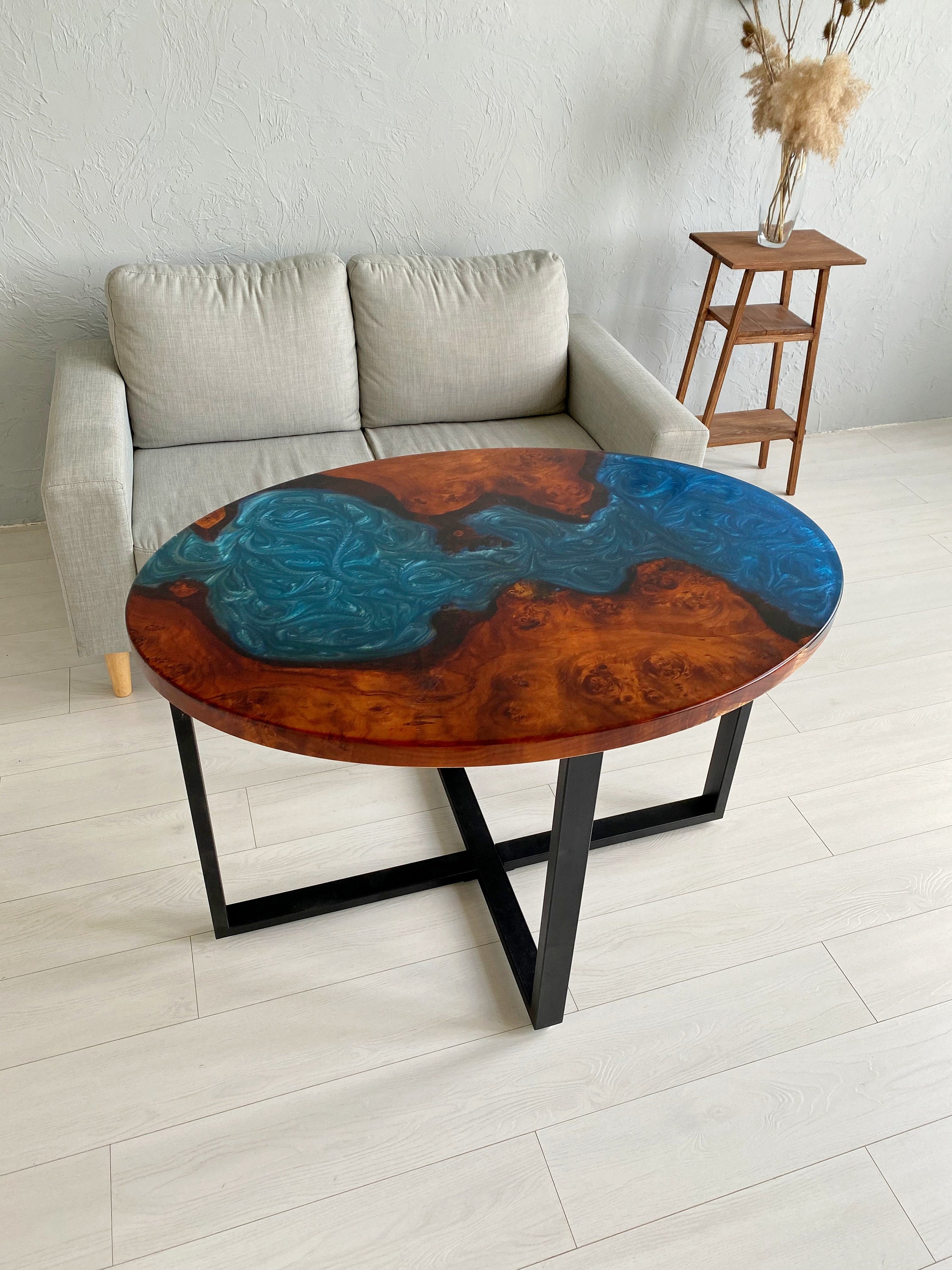Live Edge Wood Coffee Table Oval Side Sofa Table Table Top Etsy