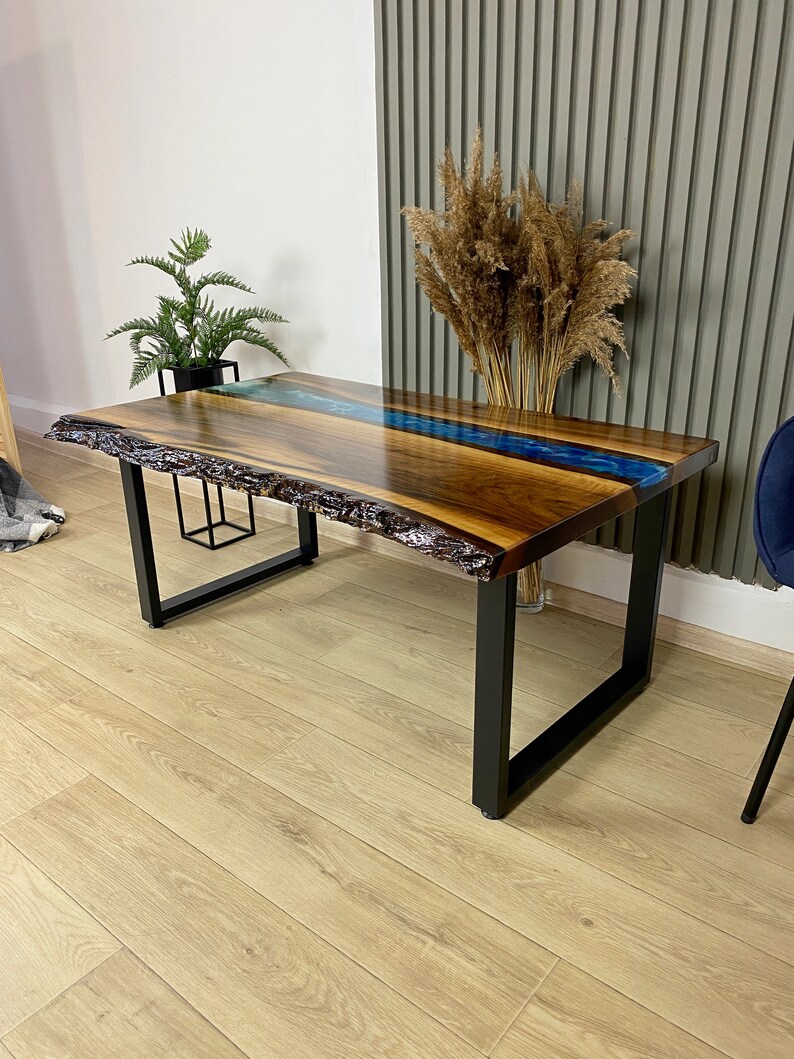 Epoxy Coffee Table Ultra Blue Epoxy Table River Blue Epoxy Etsy Canada