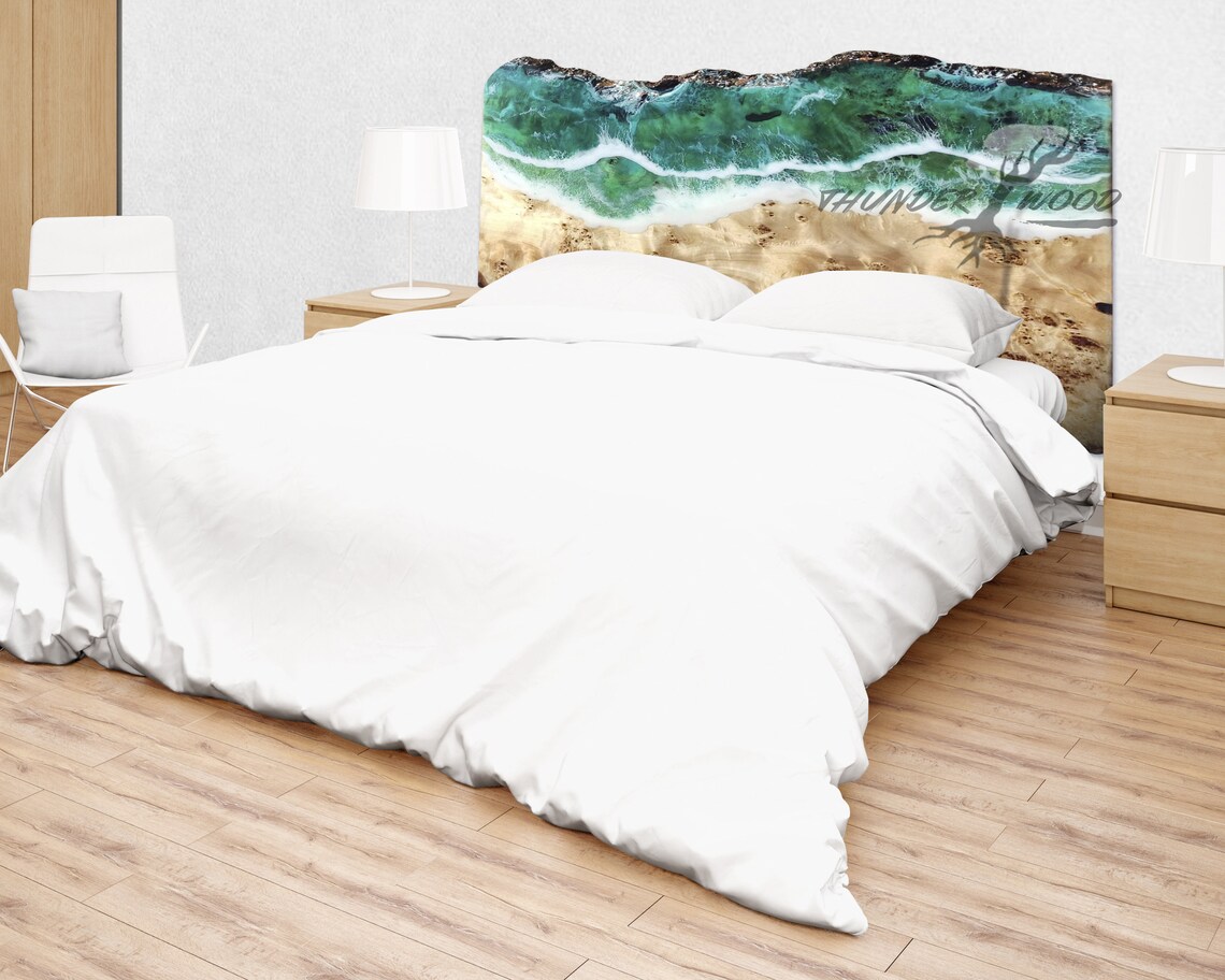 Custom made epoxy resin and wood Headboard Live Edge Resin Etsy