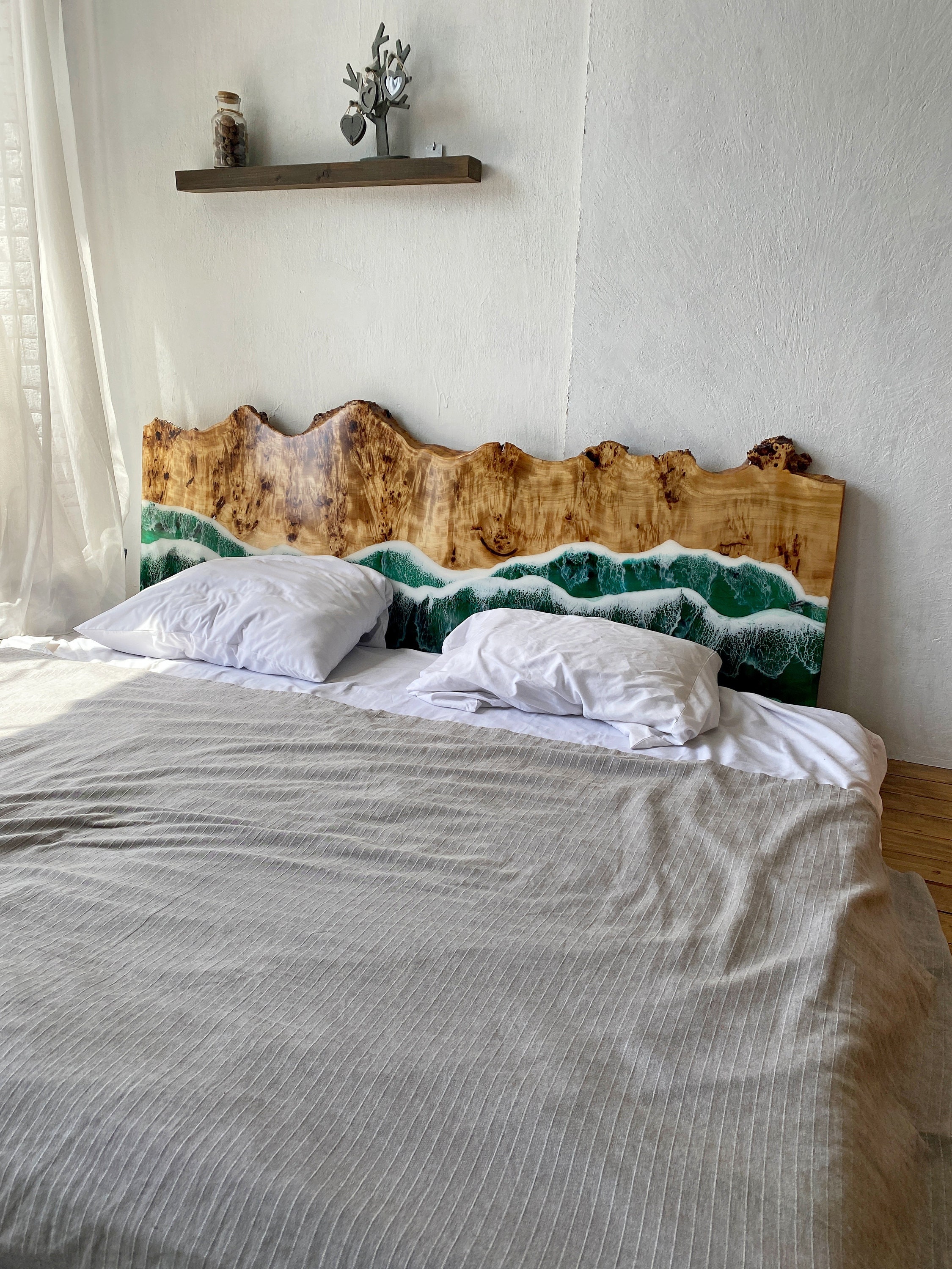 Custom Made Epoxy Resin and Wood Headboard Live Edge Resin Etsy