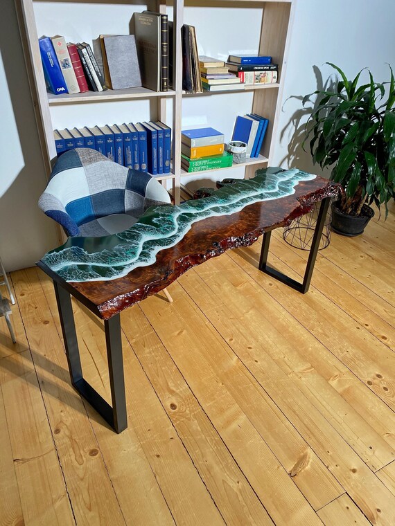 Custom Epoxy Resin Desk Wood Resin Desk Custom Office Table Etsy