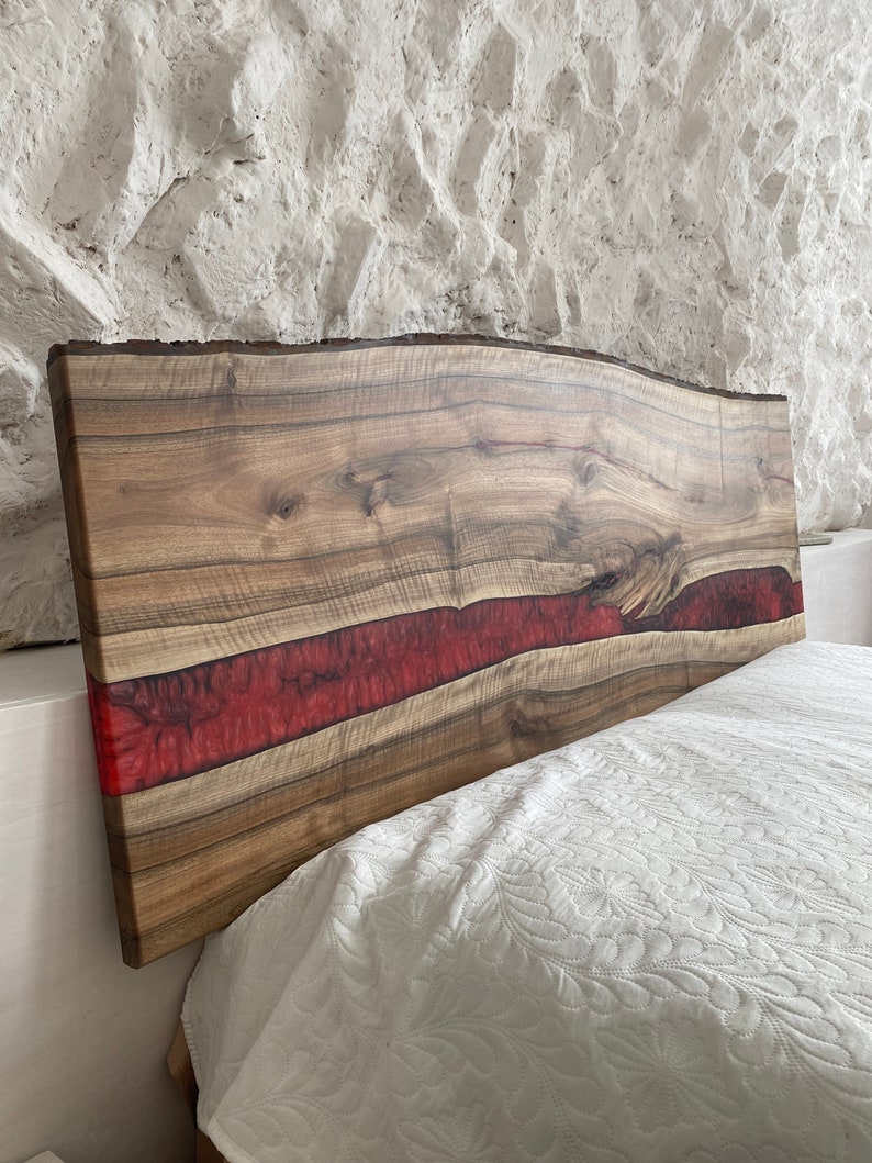Custom Headboard Live Edge Wood Slab Epoxy Furniture Resin Etsy