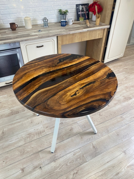 Wooden Epoxy Resin Wooden Round Dining Table Coffee Table Custom