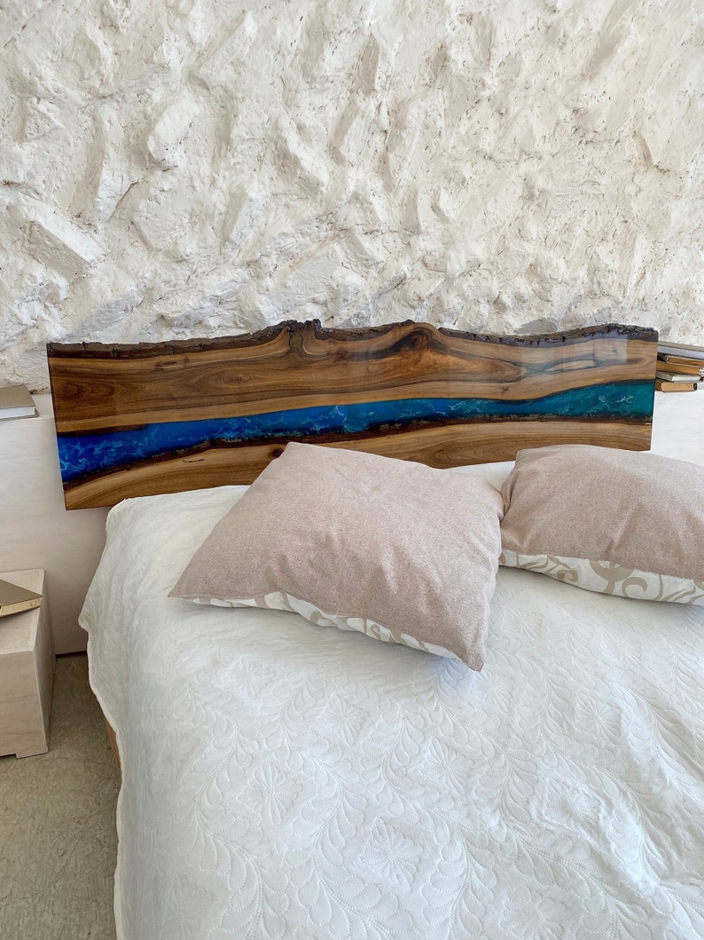 Epoxy Resin Wood Headboard Epoxy River Queen Headboard Etsy