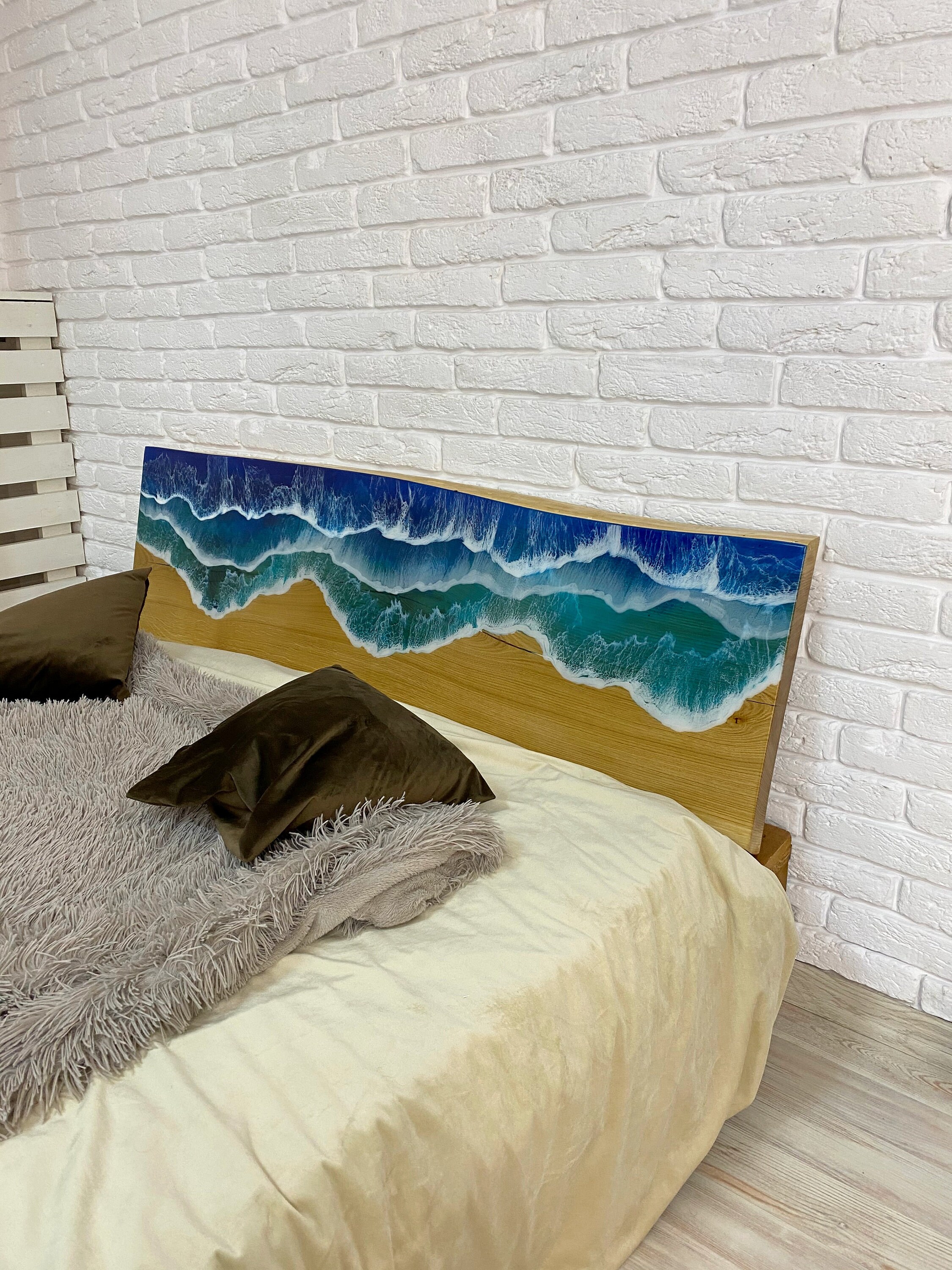 Epoxy Resin Wall Headboard Ocean Wave Twin Headboard Etsy