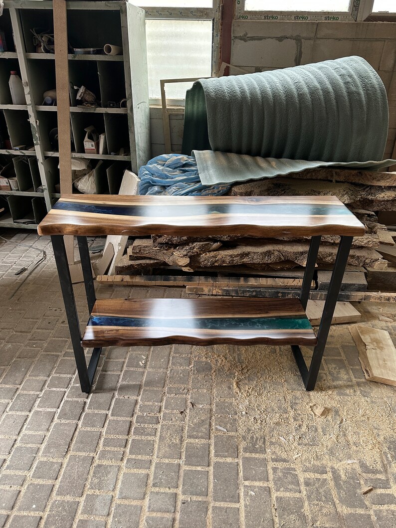 Live Edge Epoxy Console Table, Green River Rustic Entryway Furniture - Etsy