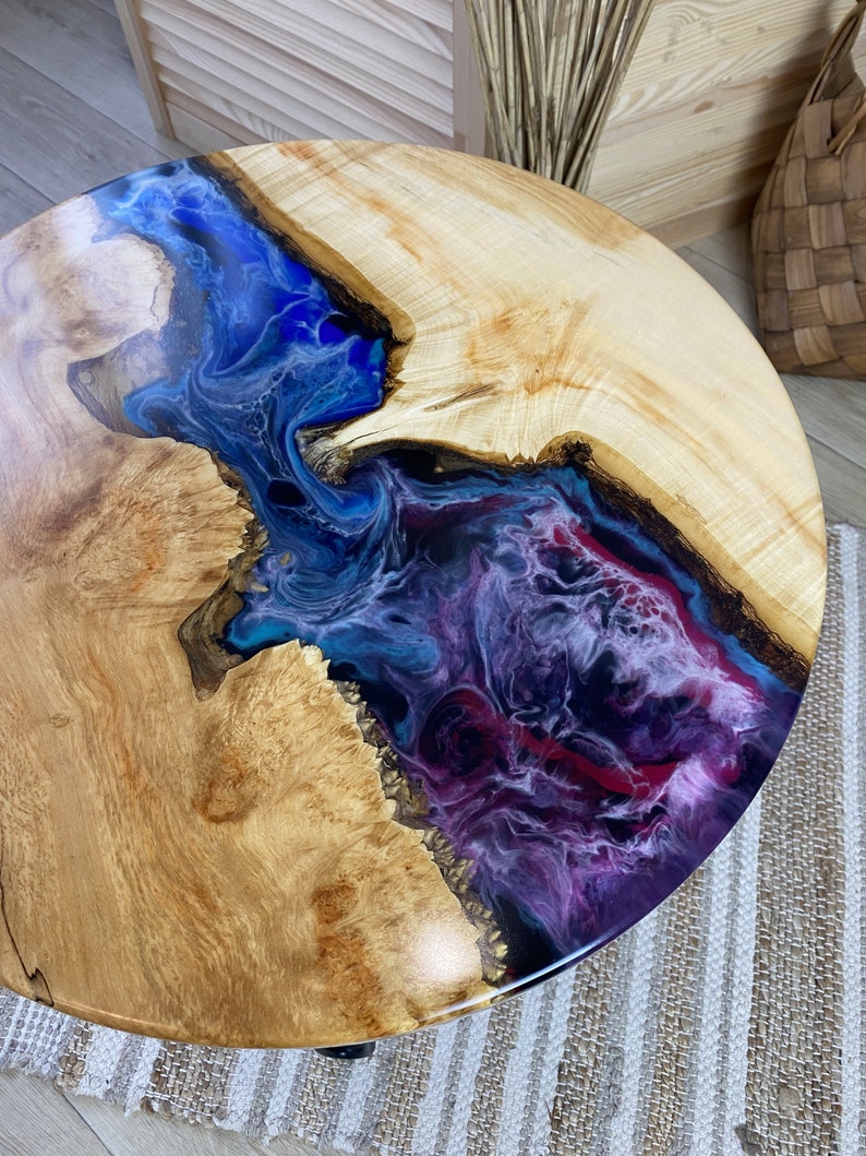 Round Epoxy Resin Coffee Table Wooden Table Round Coffee Etsy