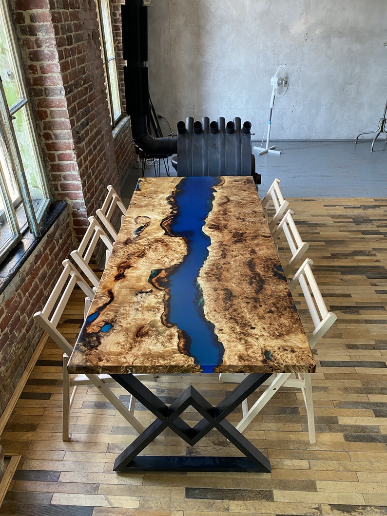 Large Dining Table for Kitchen Live Edge Epoxy Resin Table - Etsy