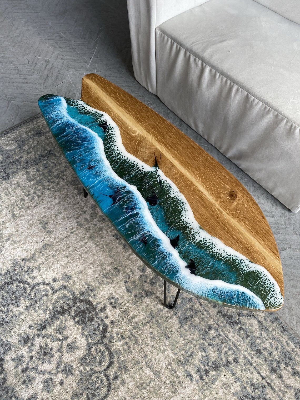 Surf Board Epoxy Resin Coffee Table Ocean Style Table Etsy