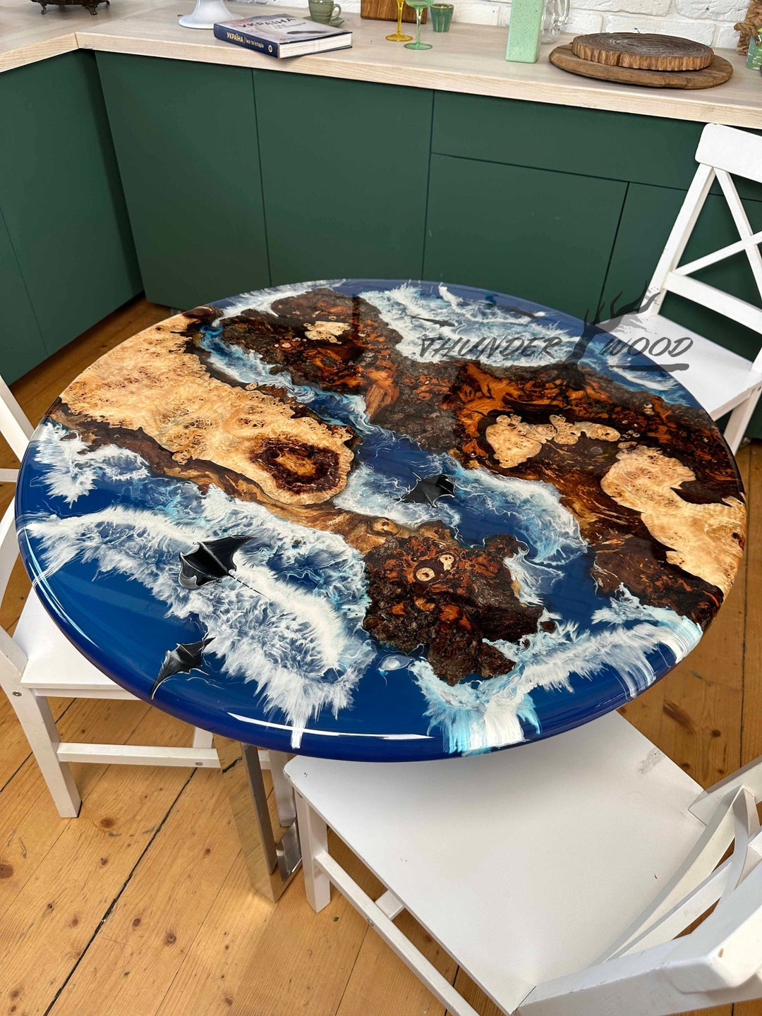 Custom Epoxy Table, Round Dining Table, Handmade Dine Table, Custom ...