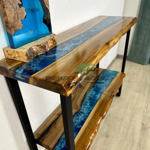 Epoxy Resin Narrow Entryway Table, Handcrafted Console Table, Wood Farmhouse Table, Accent Furniture, Skinny Table, Bar, Breakfast Bar Table image 5