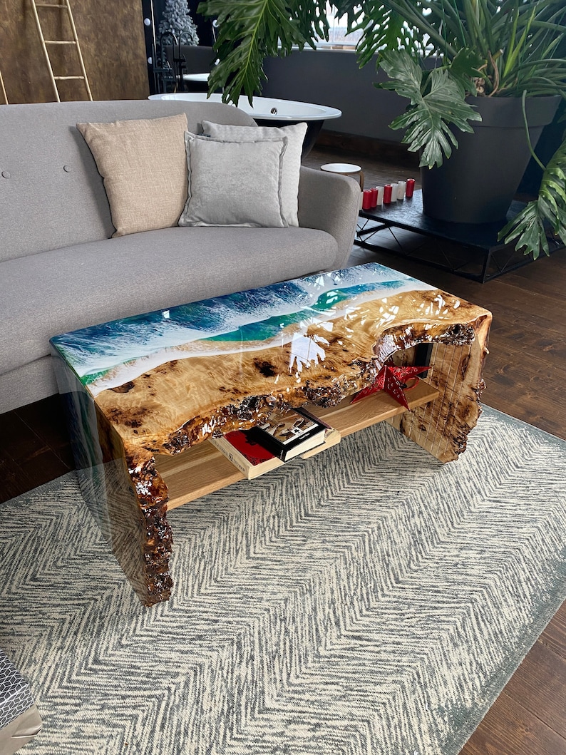 Live Edge Wave Resin Table