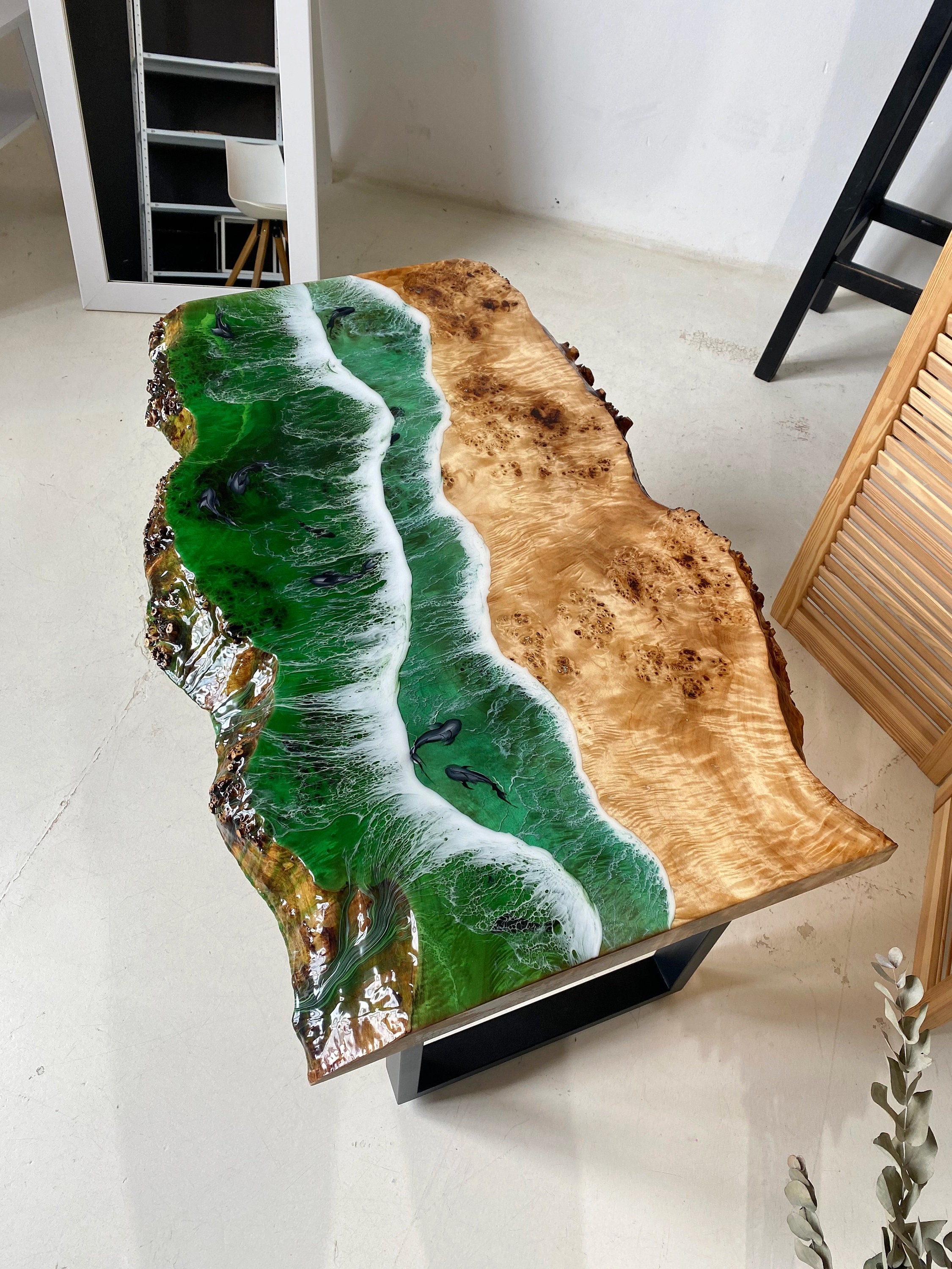 Custom Epoxy Resin Table With Fish Ocean Epoxy Coffee Table Etsy