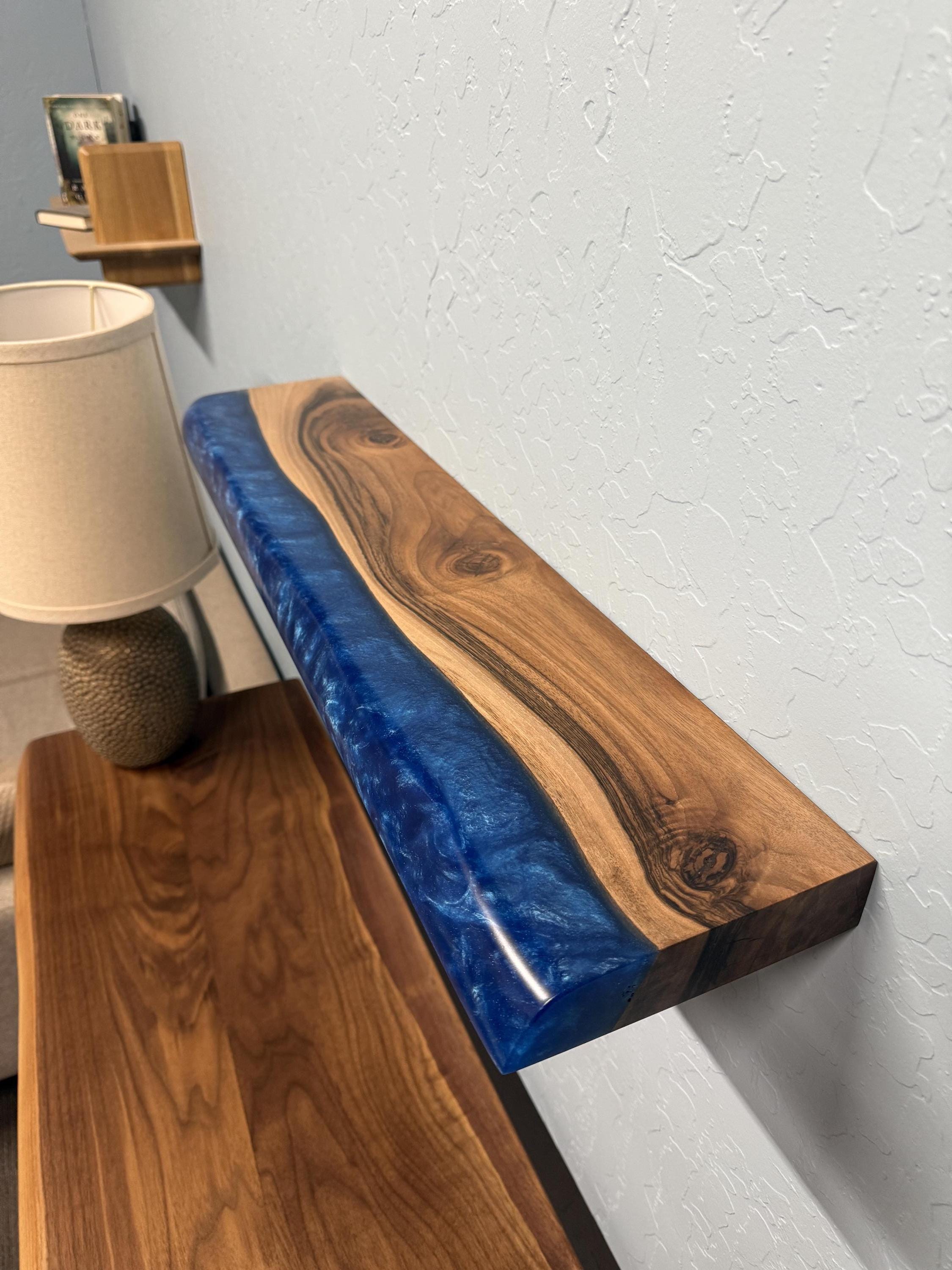Modern Epoxy Wall Shelf, Many Colors, Resin Wood Floating Shelves