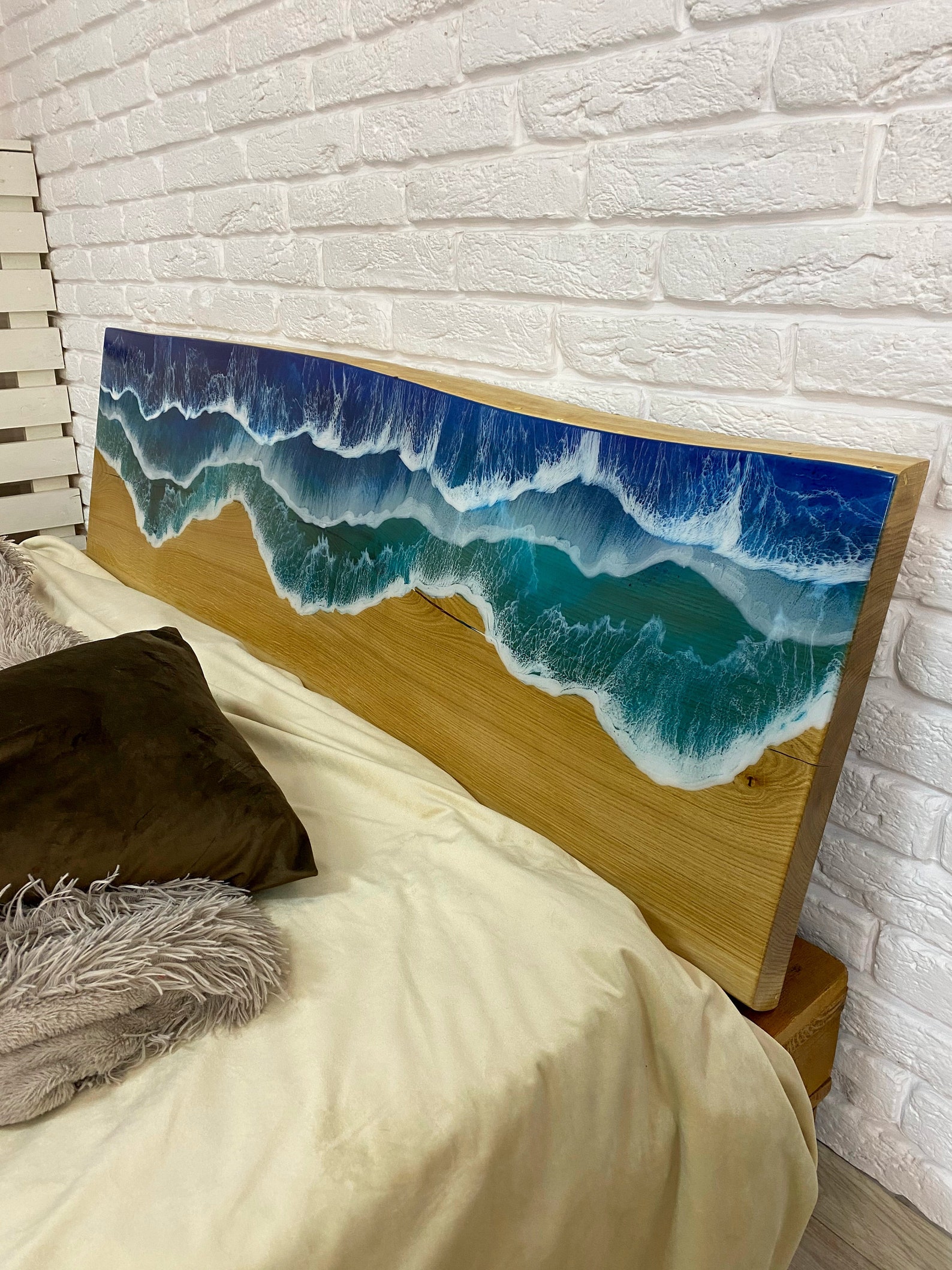 Epoxy Resin Wall Headboard Ocean Wave Twin Headboard | Etsy