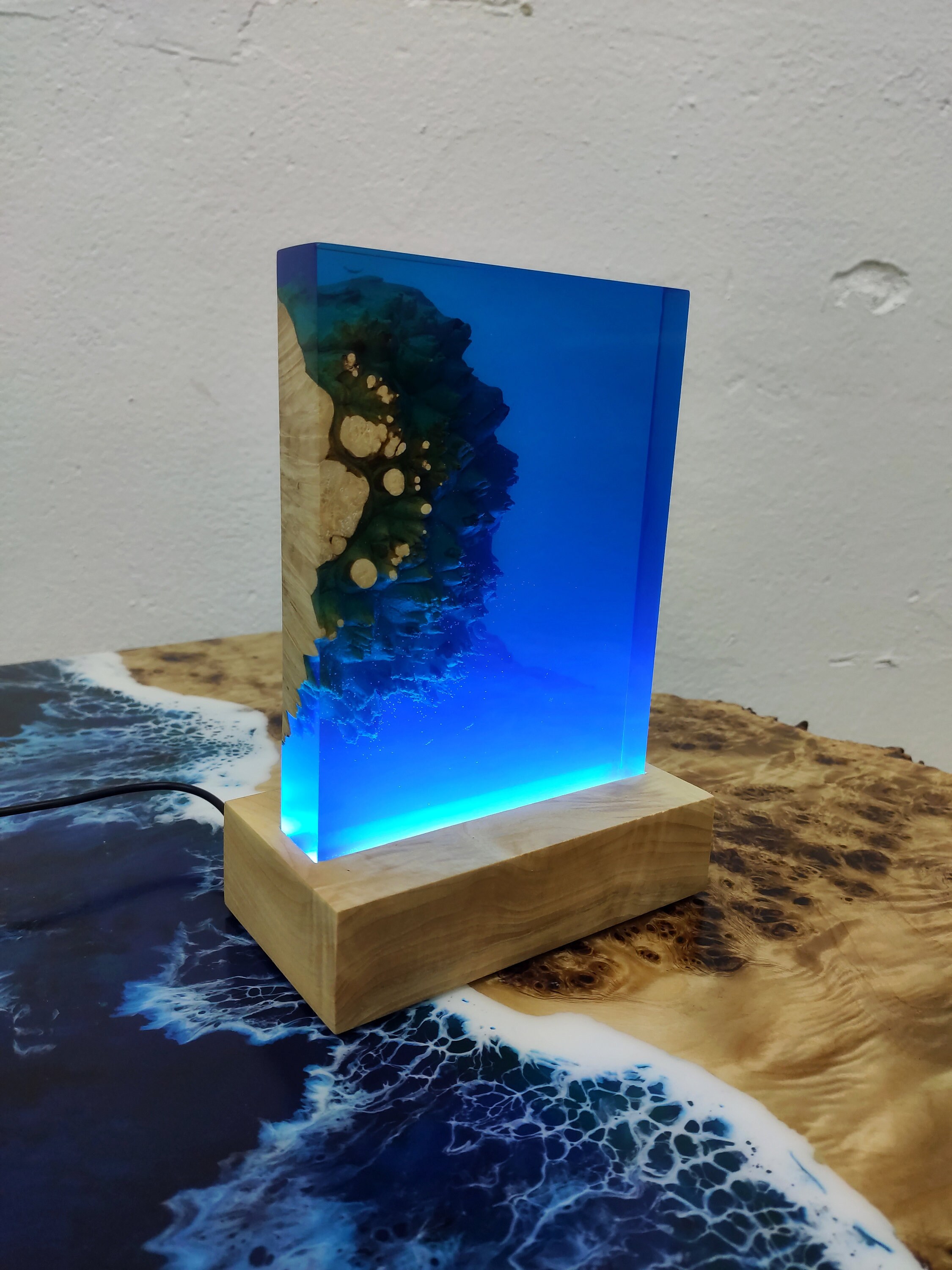 Epoxy Resin Light Lamp Night Light Lamp Epoxy Resin Wood Etsy