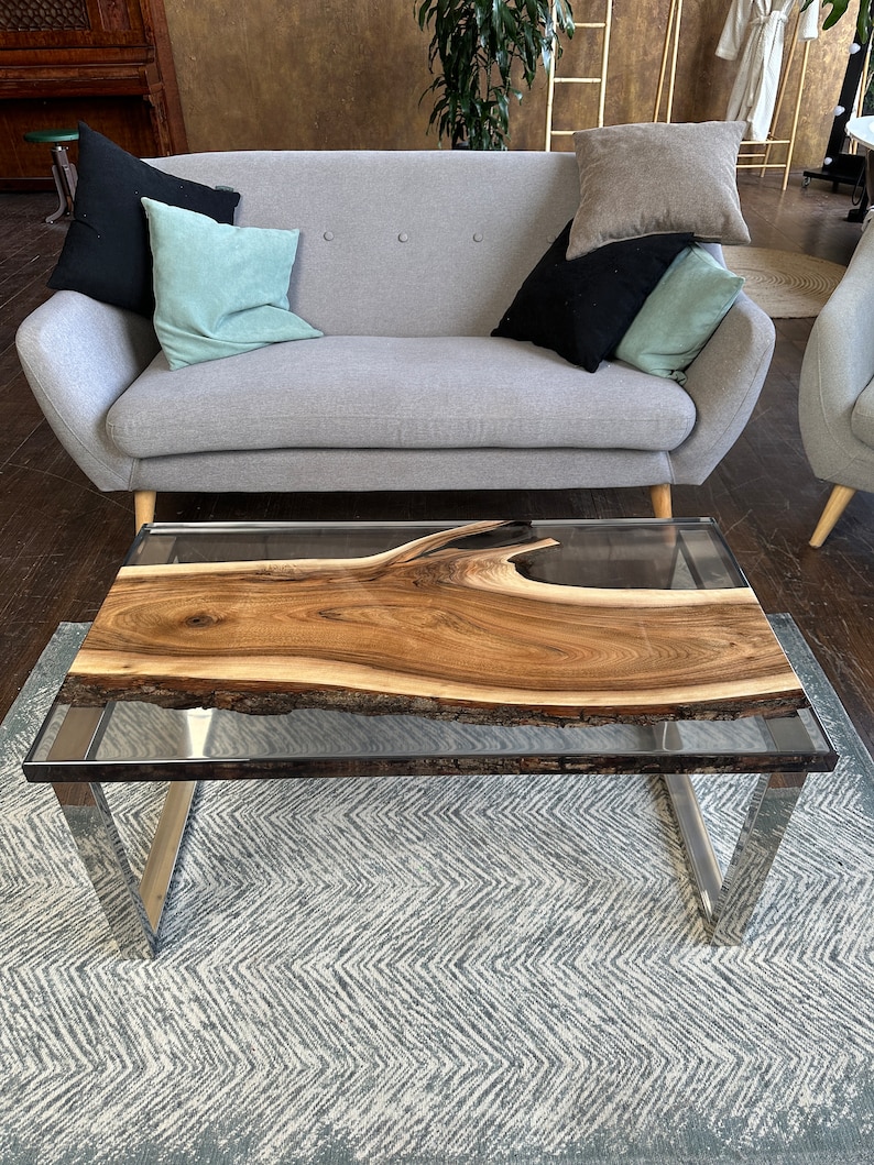 Epoxy Coffee Table With Clear Resin, Clear Epoxy Table, Resin End Table ...