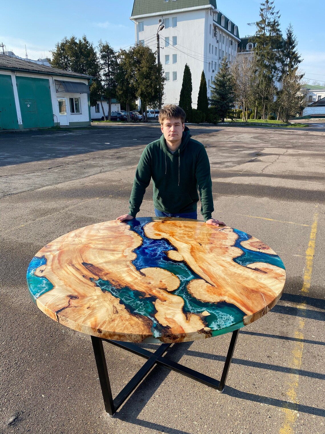 Custom Round wood table Epoxy resin art Handmade table Etsy