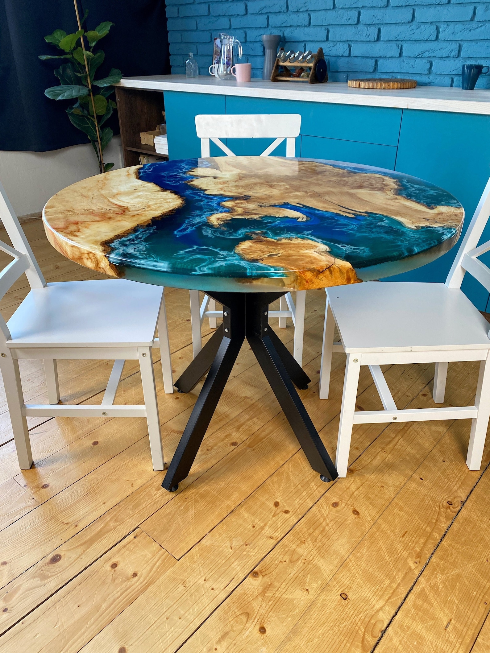 Round Dining Tables Live Edge Epoxy River Table Dining Room - Etsy
