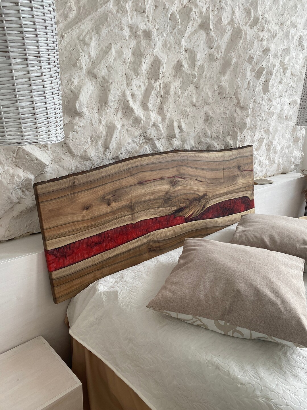 Live Edge Custom Headboard, Epoxy Furniture, Wood Slab, Resin Art
