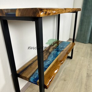 Epoxy Resin Narrow Entryway Table, Handcrafted Console Table, Wood Farmhouse Table, Accent Furniture, Skinny Table, Bar, Breakfast Bar Table image 8