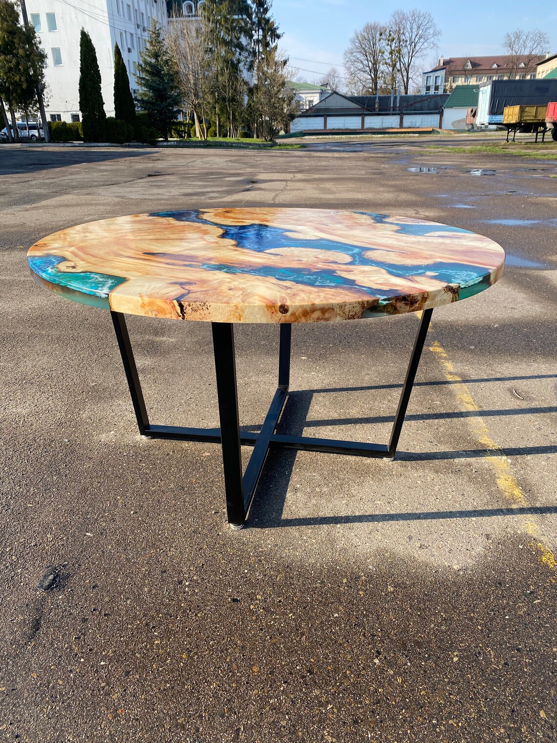 Custom Round wood table Epoxy resin art Handmade table Etsy