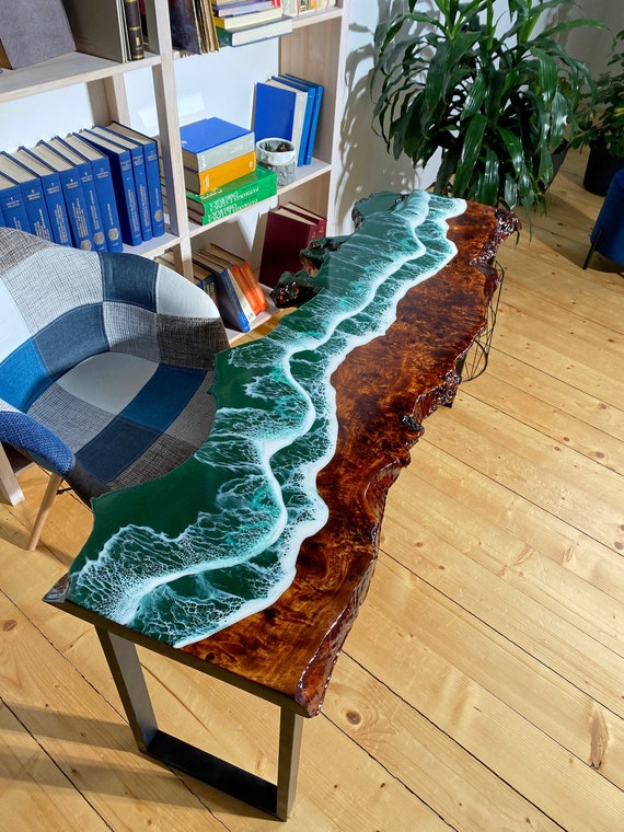 Custom Epoxy Resin Desk, Custom Office Table, Wood Resin Desk