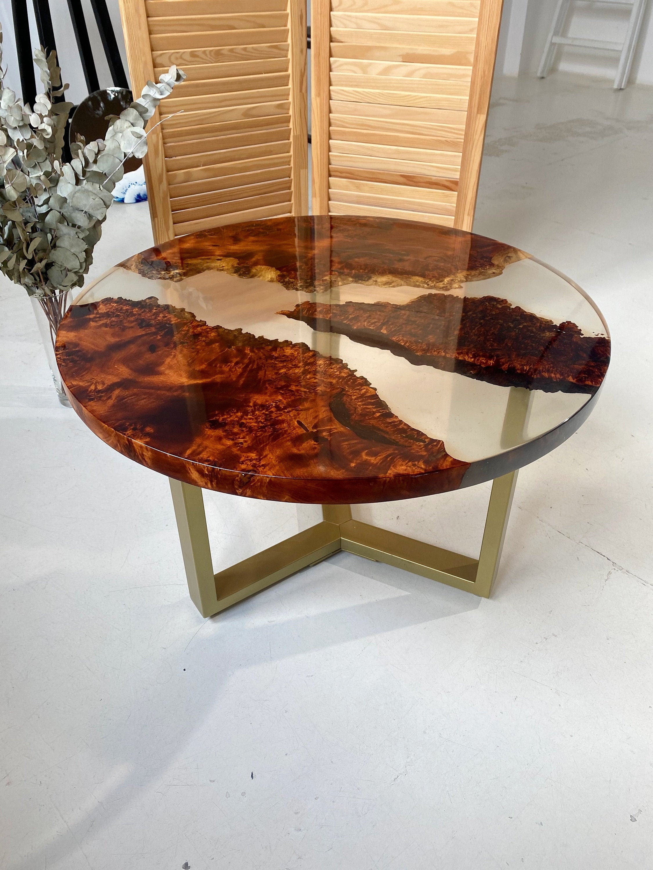 Epoxy round table Clear Epoxy Resin Wood Table Round coffee Etsy