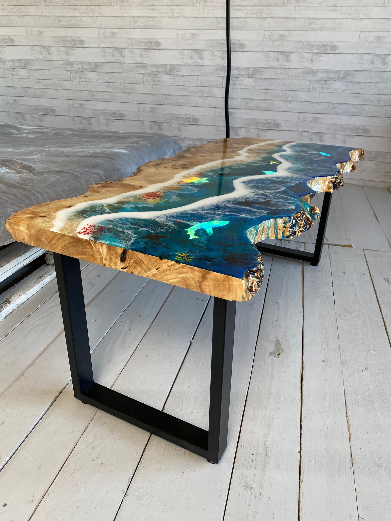 Epoxy Dining Table Epoxy Ocean Table Modern Resin Art Table Etsy