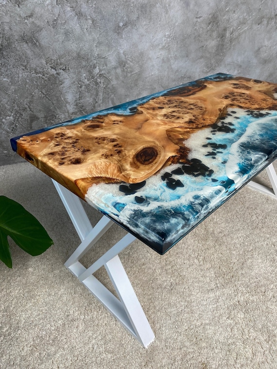 Ocean Waves Epoxy table, resin table, river table, sand epoxy table , home  decor