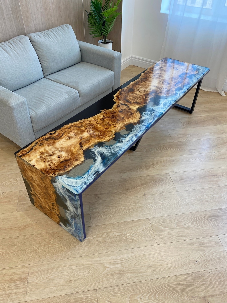 Epoxy Resin Waterfall Table Ocean Wave Living Room Table Etsy