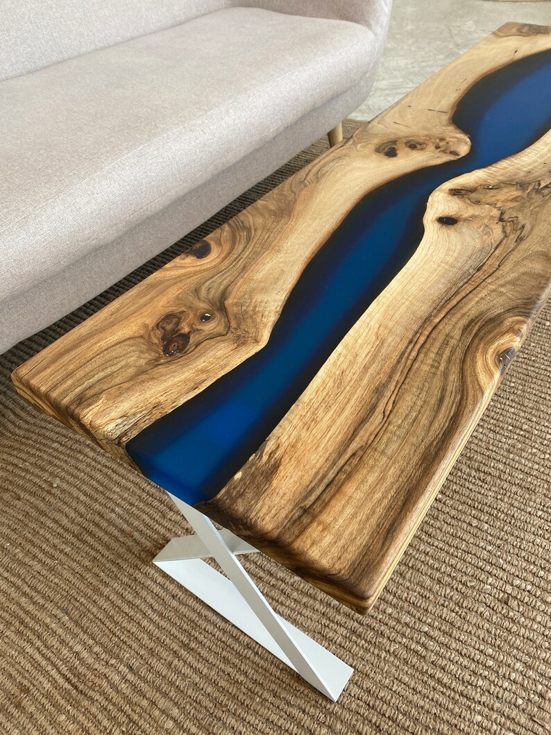 Epoxy Resin Console Table, Live Edge Desk, Narrow Entryway Table, Resin ...