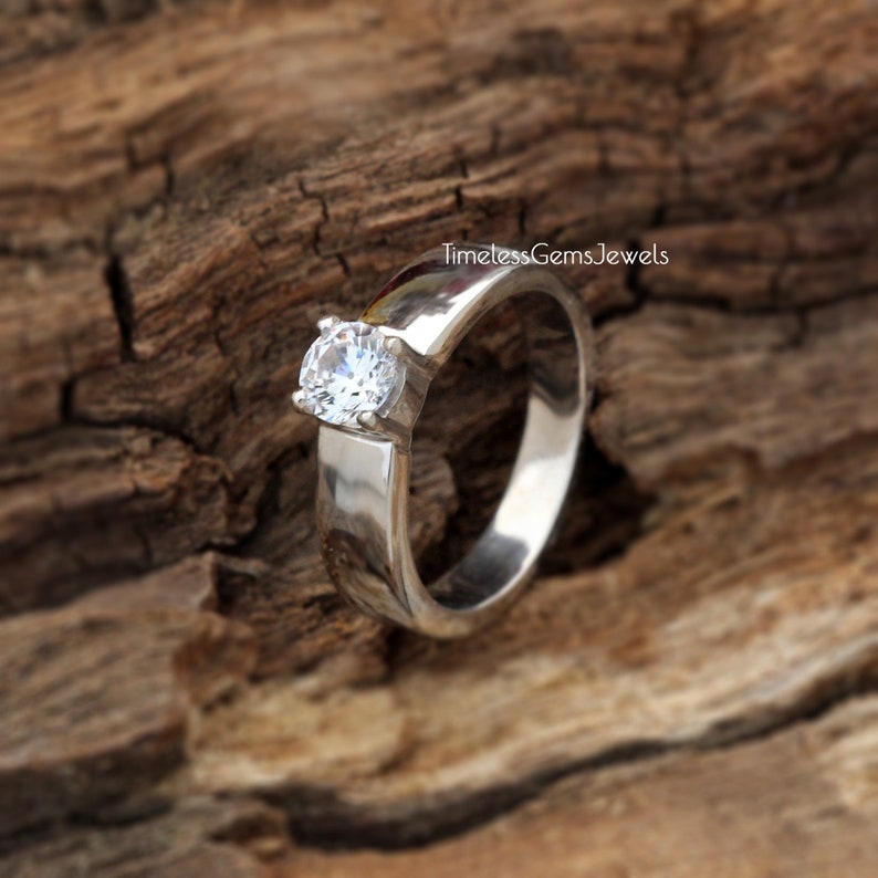 White Topaz Ring White Gold Ring Healing Crystal Stone image 0