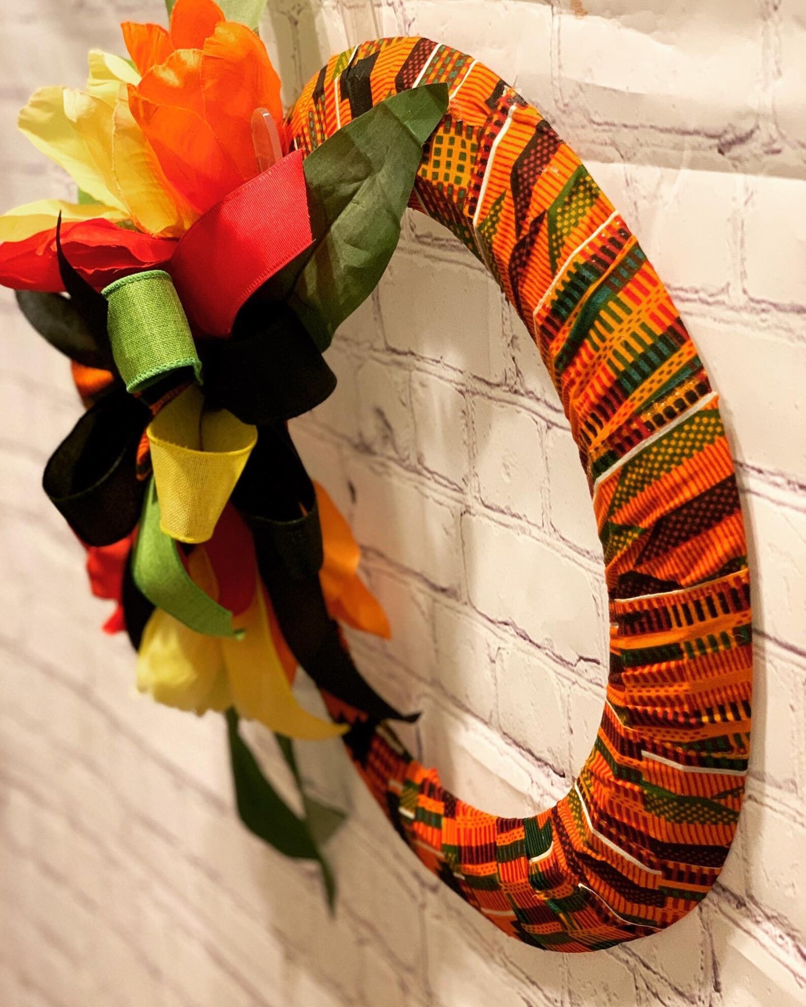 Kente Cloth Wreath Kente Ribbon African Inspired Wreath Etsy