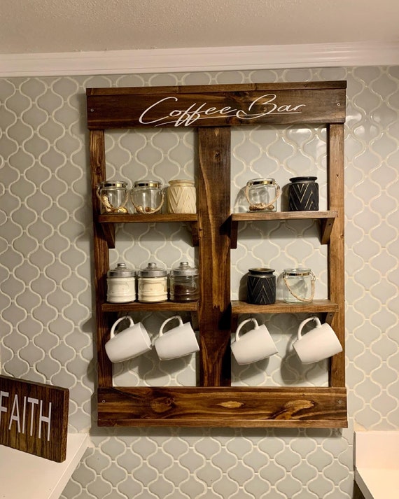 Wall Mounted Coffee Bar Coffee Bar Wall Decor Home Decor Etsy
