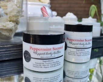 Whipped Body Butter Peppermint Scented, Body Butter, Shea Butter, Lotion, Handmade Whipped Body Butter, Scented Body Butter, Moisturizer