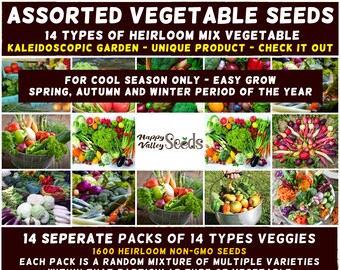 Mixed Autumn Winter 2200 Heirloom Seeds Vegetable Herb Seeds 23 Assorted Varieties Open-Pollinated NON-GMO Fresh Home Garden Easy Grow veg