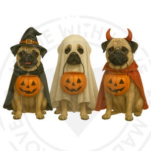 Halloween Dog fall design | spooky png | pugs DTF Design | Halloween DTF Sublimation Design | Cute Halloween Dog design | dogs in costumes