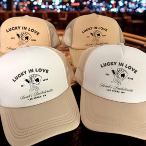 Bachelorette Party Matching Hats | Lucky In Love Vegas | Bach Party Hats | Trucker Hat | Bridesmaid Hats | Bride Hat | matching trucker hats