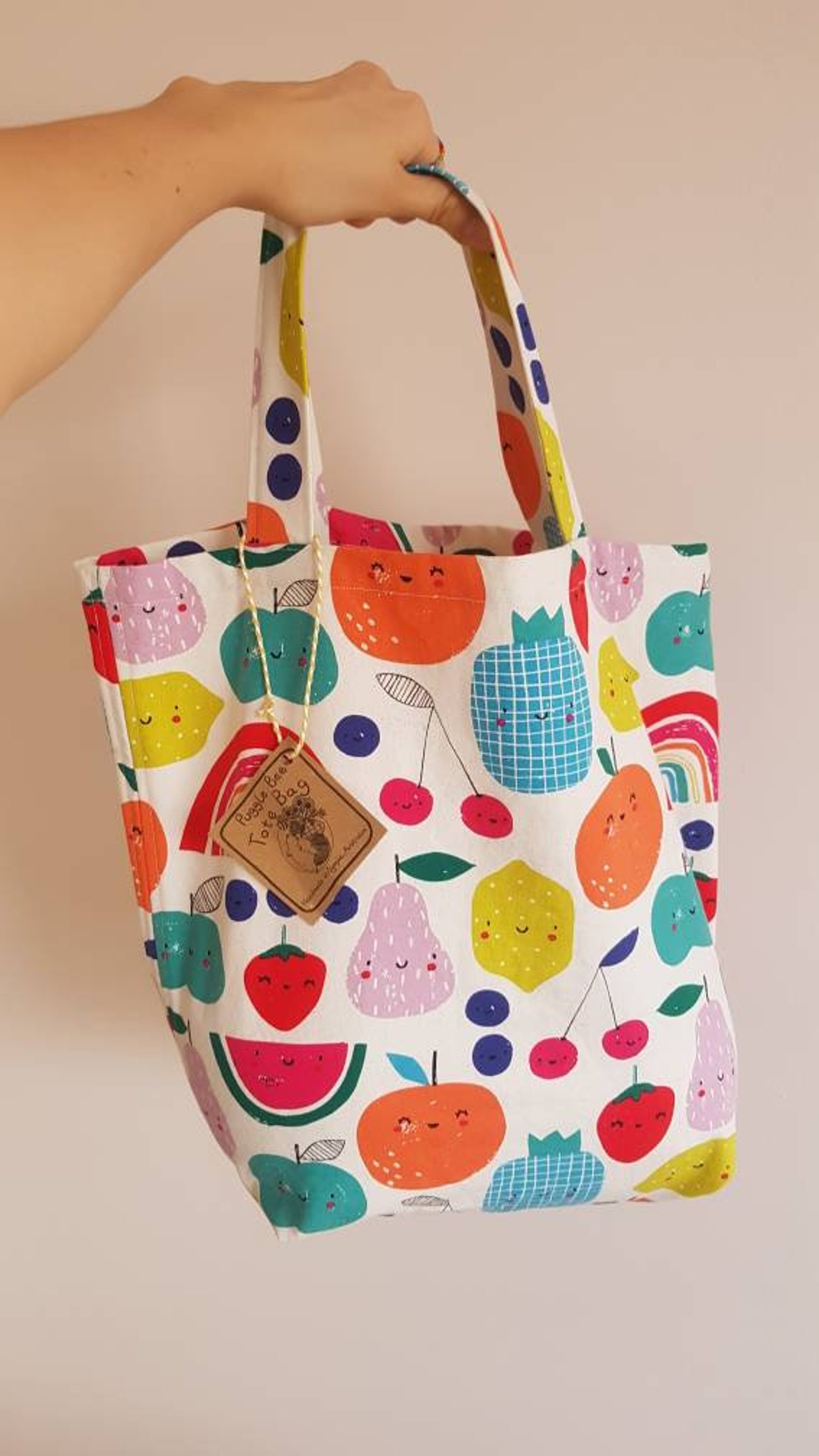 Cute fruit tote bag reusable sustainable shopping bag | Etsy