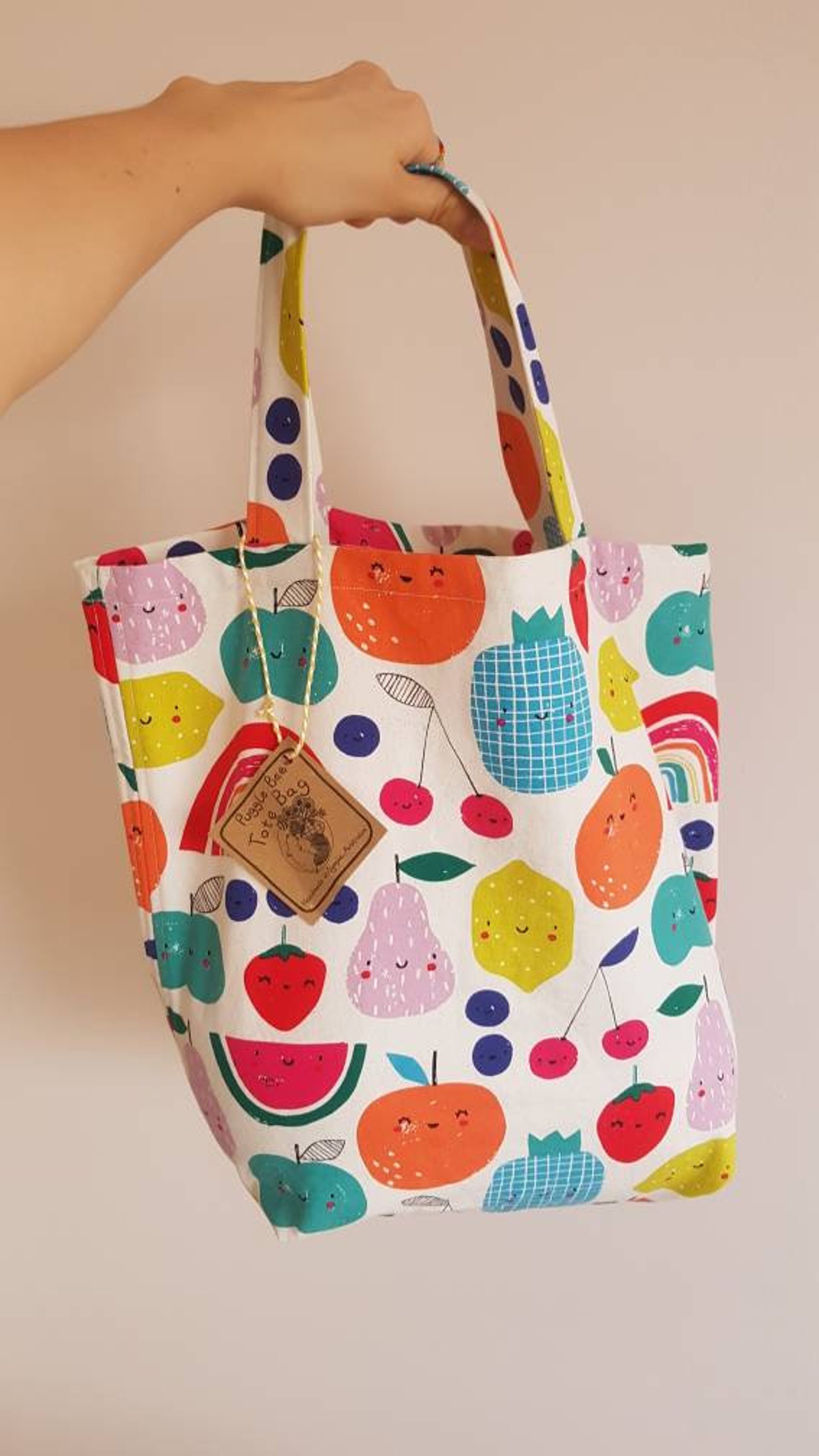 Cute fruit tote bag reusable sustainable shopping bag Etsy