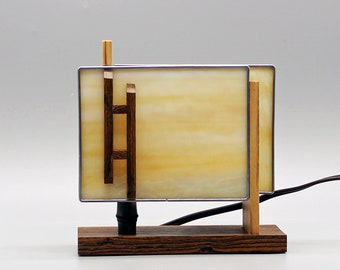 Small Arizona Mission Lamp — a modern Frank Lloyd Wright inspired stained glass accent lamp/night light (free shipping)